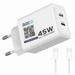 IRM - Cargador Certificado SEC Carga rapida DUAL 45w con Cable USB-C
