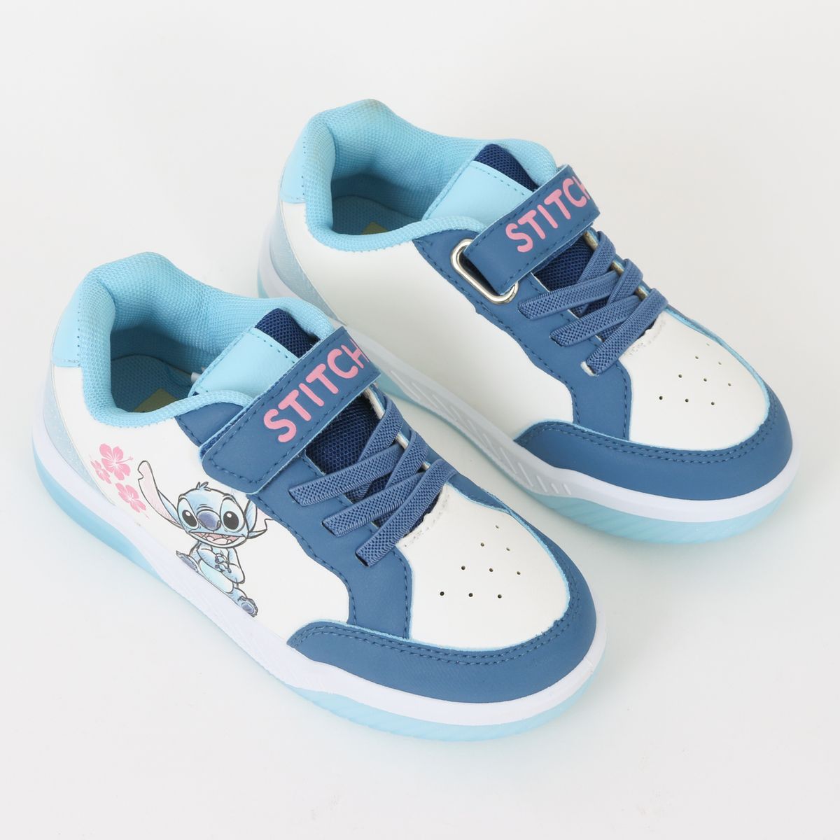 DISNEY - Zapatillas con luces Niña Blanco Flores Lilo & Stitch Disney