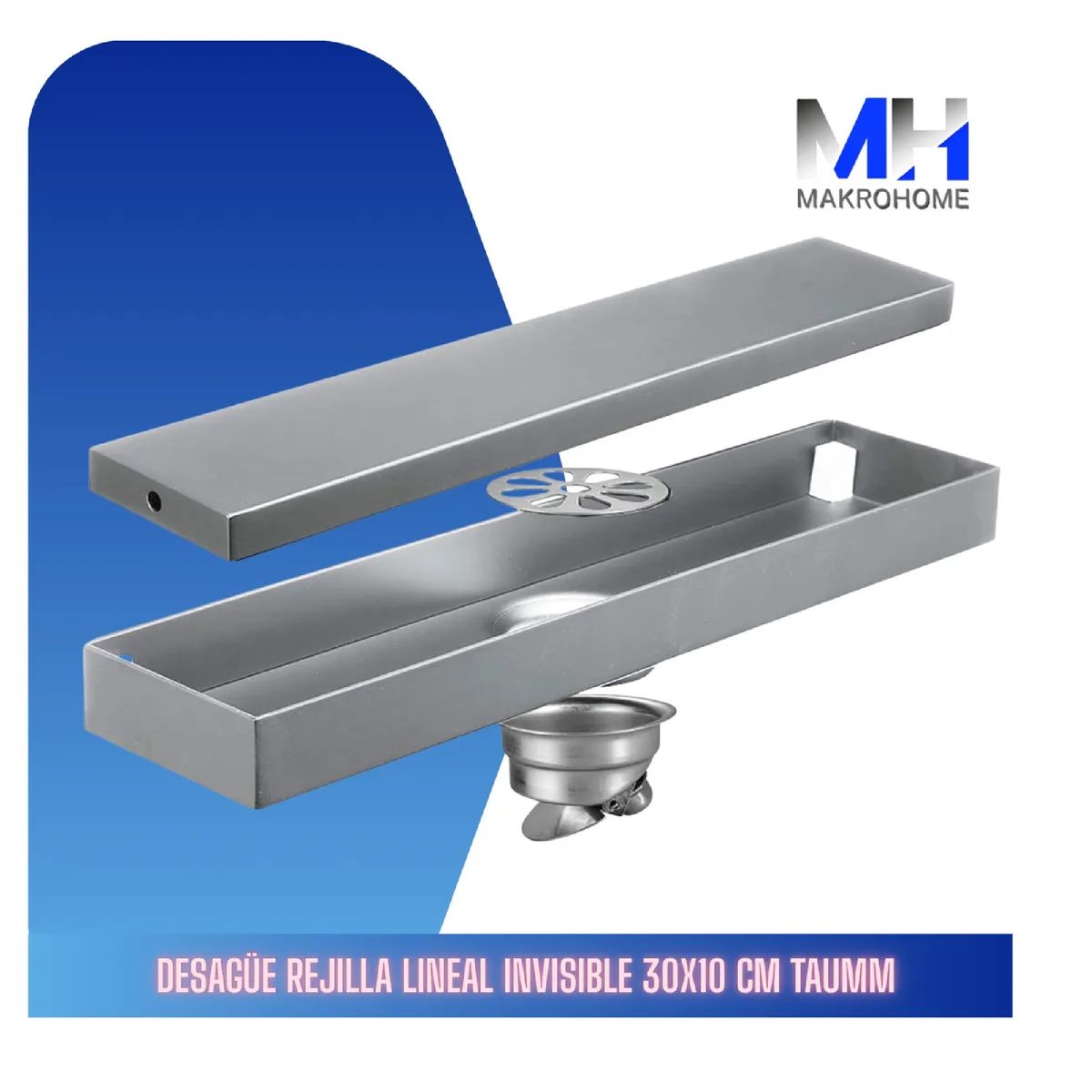 TAUMM - Desague Rejilla Lineal Invisible 30x10cm Acero Inoxidable