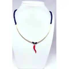 JOYAS GAB - COLLAR CRISTALES ONIX ACCESORIOS BAÑO ORO AMARILLO Y COLGANTE AJI RESINA