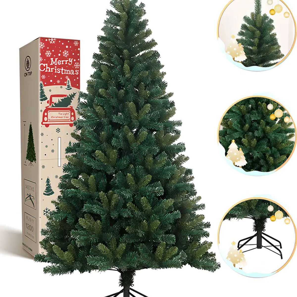 GENERICO - Árbol De Navidad Frondoso Cm-top 210 M Con 1200 Ramas Color Verde