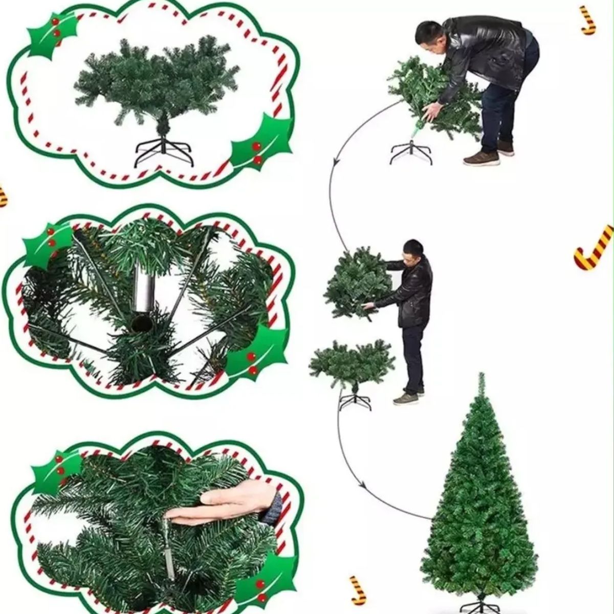 GENERICO - Árbol De Navidad Frondosos Con Pata Metálica Verde