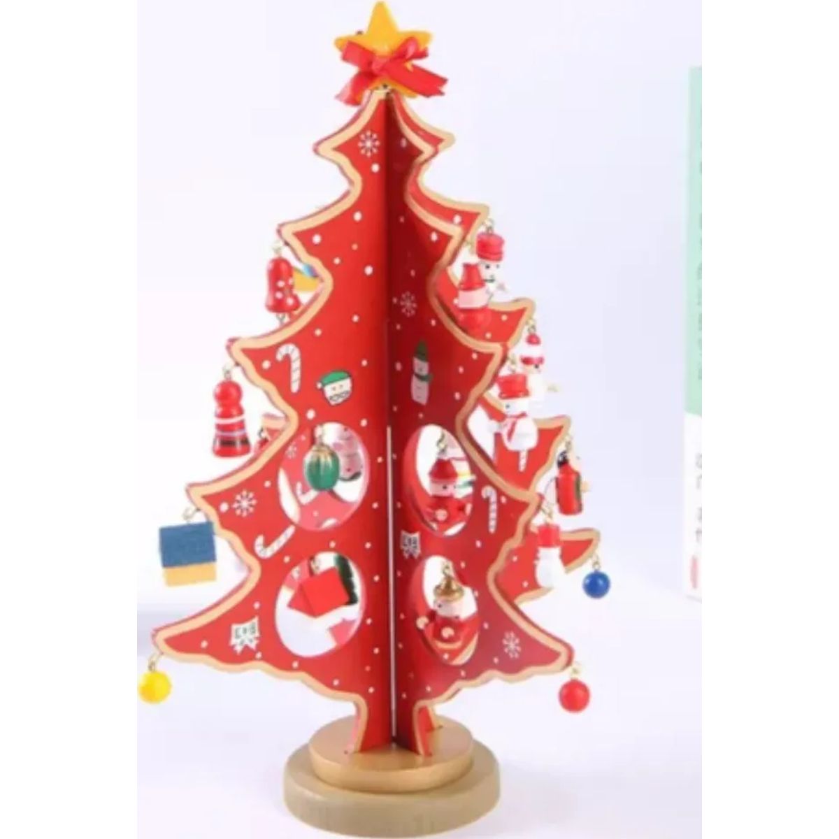GENERICO - Árbol De Navidad Para Mesa De Madera Con Adornos
