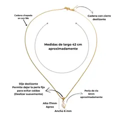 ELBAULDEJUMA - Collar ajustable Nerea perla de rio chapado en oro Riviere