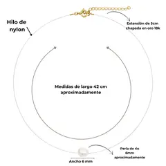 ELBAULDEJUMA - Gargantilla Nylon Meredith perla de rio Chapado en oro Riviere