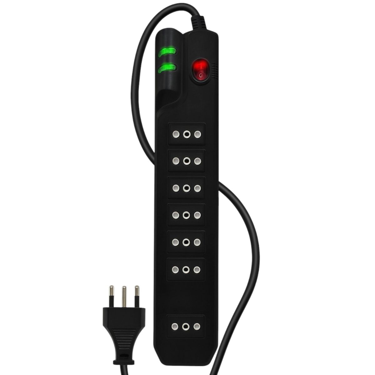 MICROLAB - Alargador de 5 Metros - 7 Salidas con Proteción de Voltaje 2500W y Certificación SEC