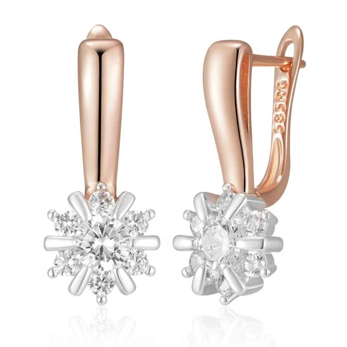 TODOJOYAS - Aros Colgantes Flor de Circones Dorado Rosa