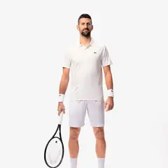 LACOSTE - Polera Polo Novak Djokovic Ultra Dry Blanca Tenis