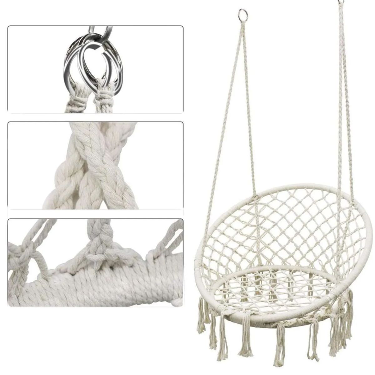 GENERICO - Silla Hamaca Tejido Colgante para Casas Hogar Beige