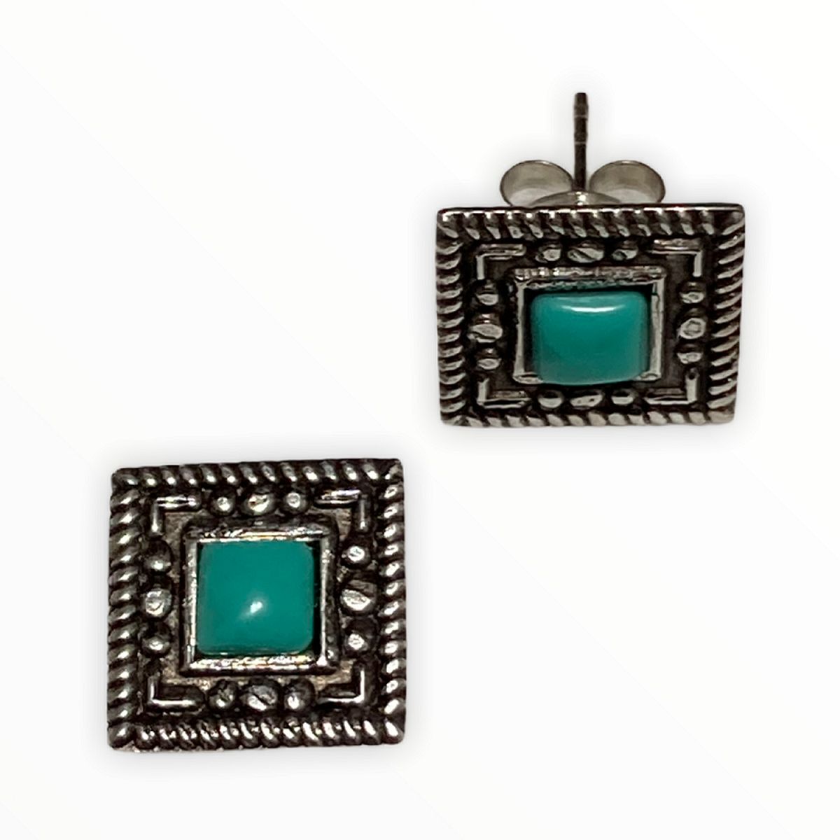 TAETHAI - Aros de plata envejecida 925 al lóbulo, Turquesa