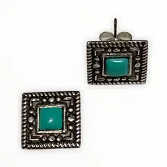 TAETHAI - Aros de plata envejecida 925 al lóbulo, Turquesa