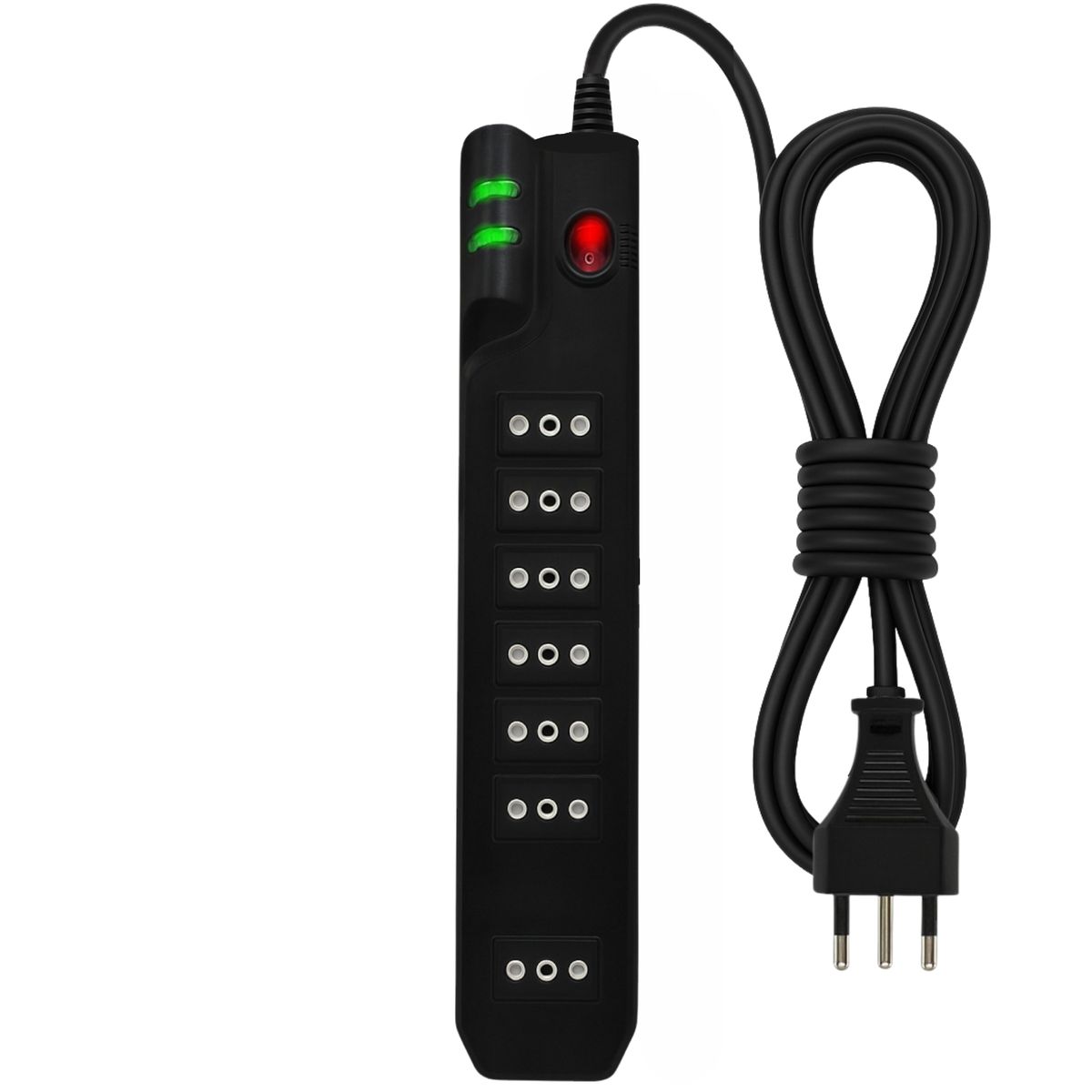 MICROLAB - Alargador de 5 Metros - 7 Salidas con Proteción de Voltaje 2500W y Certificación SEC