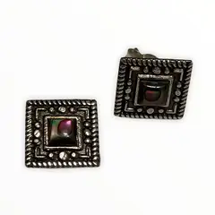 TAETHAI - Aros de plata envejecida 925 al lóbulo, Abalón