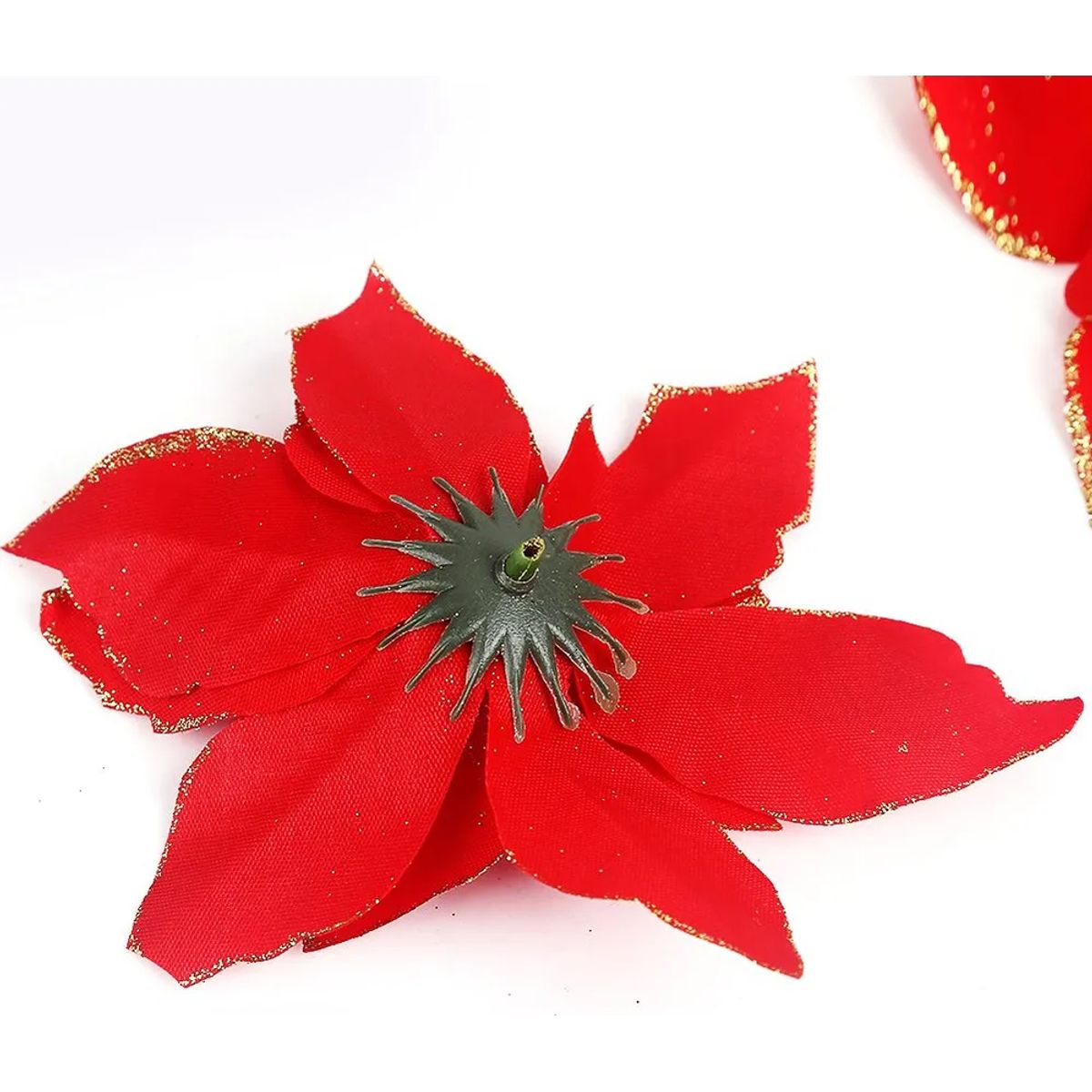 GENERICO - 10 Flores Navideñas Con Clip 14cm Para Árbol De Navidad