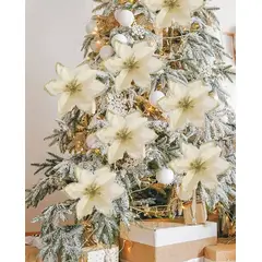 GENERICO - 10 Flores Navideñas Artificiales Mini Adornos De Navidad