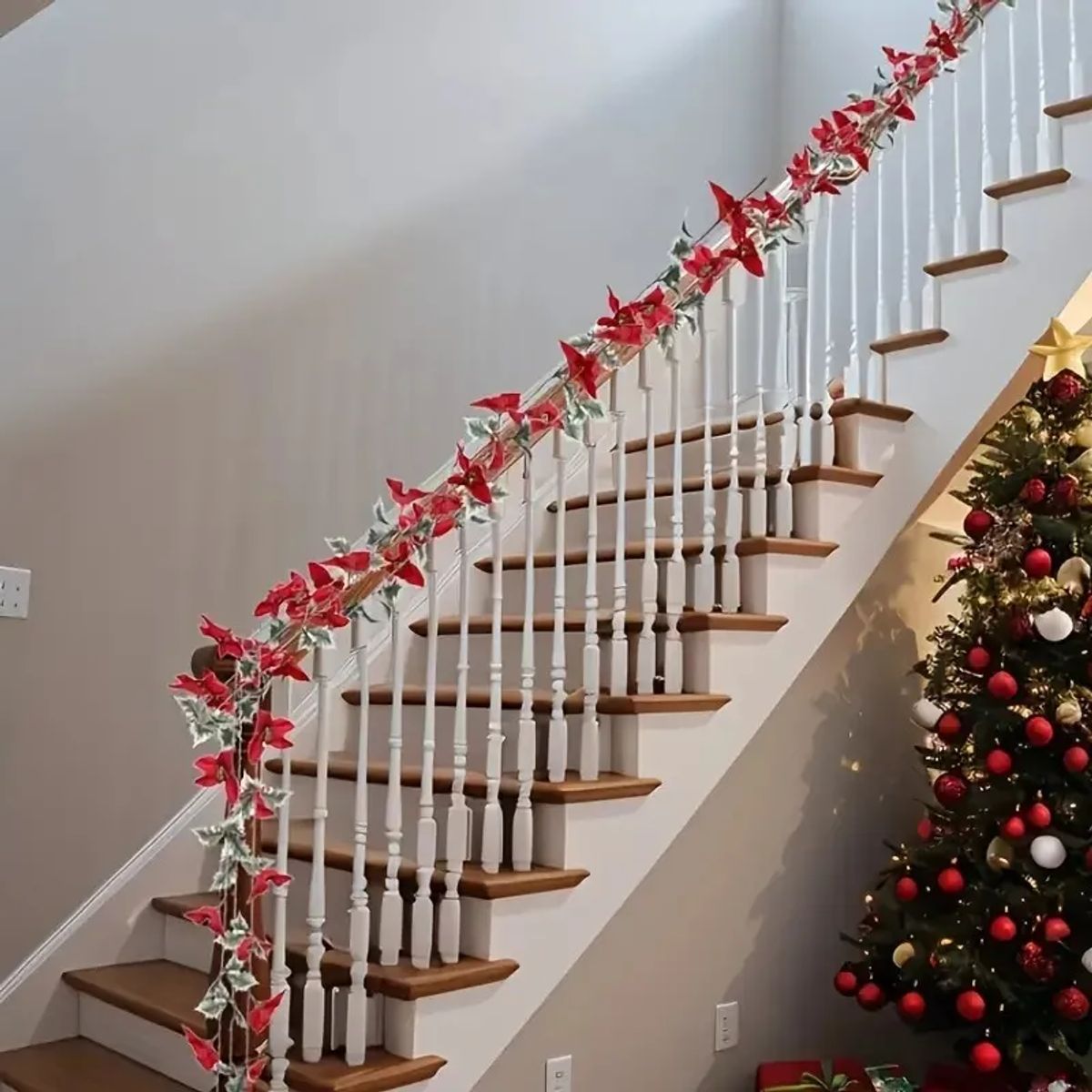 GENERICO - Pack 6 Flores Navideña Adorno De Navidad Decoración Verde Oscuro Lisa