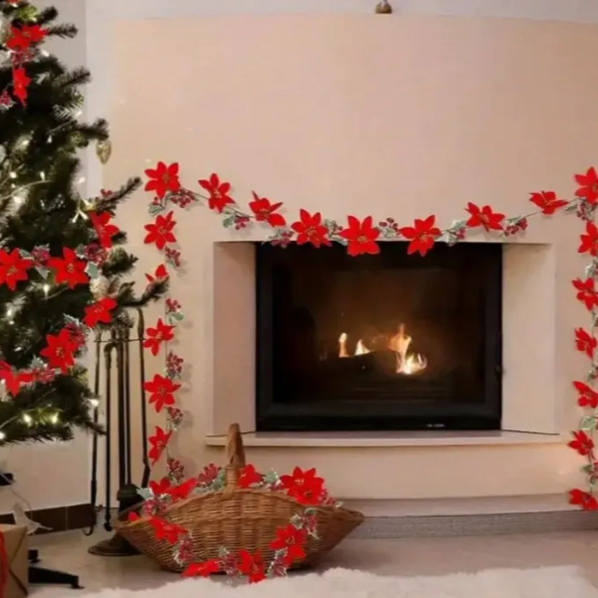 GENERICO - Pack 6 Flores Navideña Adorno De Navidad Decoración Verde Oscuro Lisa