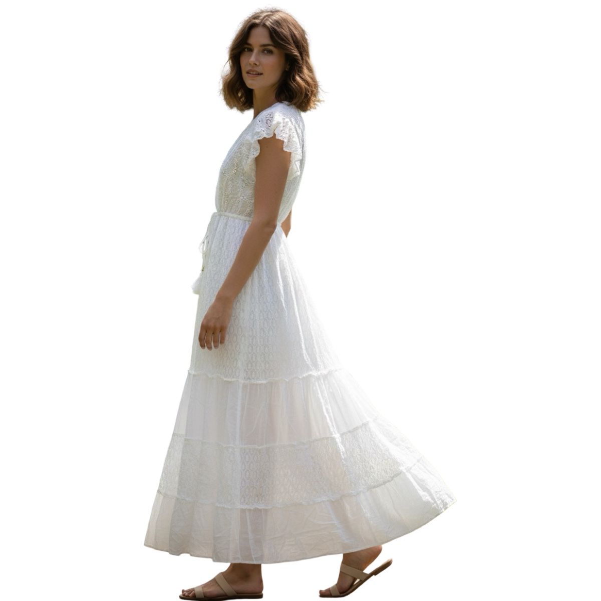 AAYO MODA - Vestido Largo Blanco con Detalles Artísticos Estilo India  Moda y Elegancia