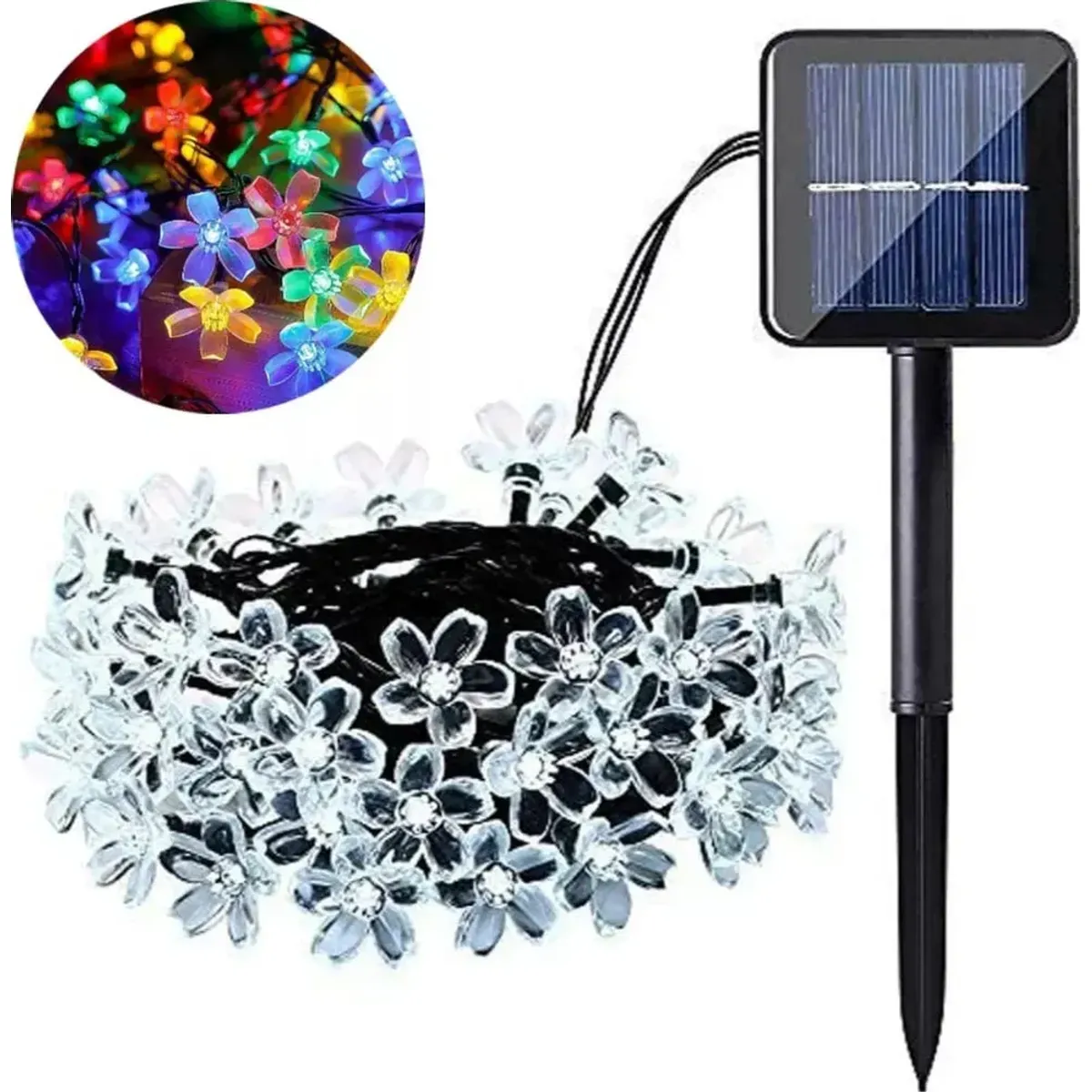 GENERICO - Luces Solares Guirnalda Navidad Flor Multicolor 6 Metros