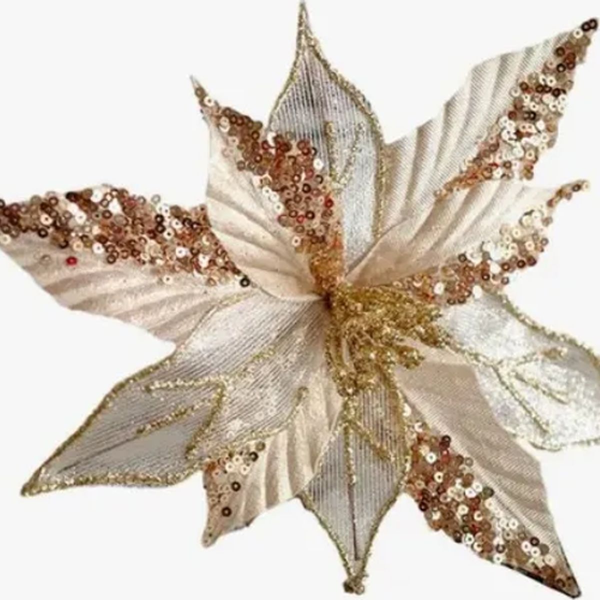 GENERICO - Pack 3 Flores Navideña Adornos Navidad Decoración Lentejuela