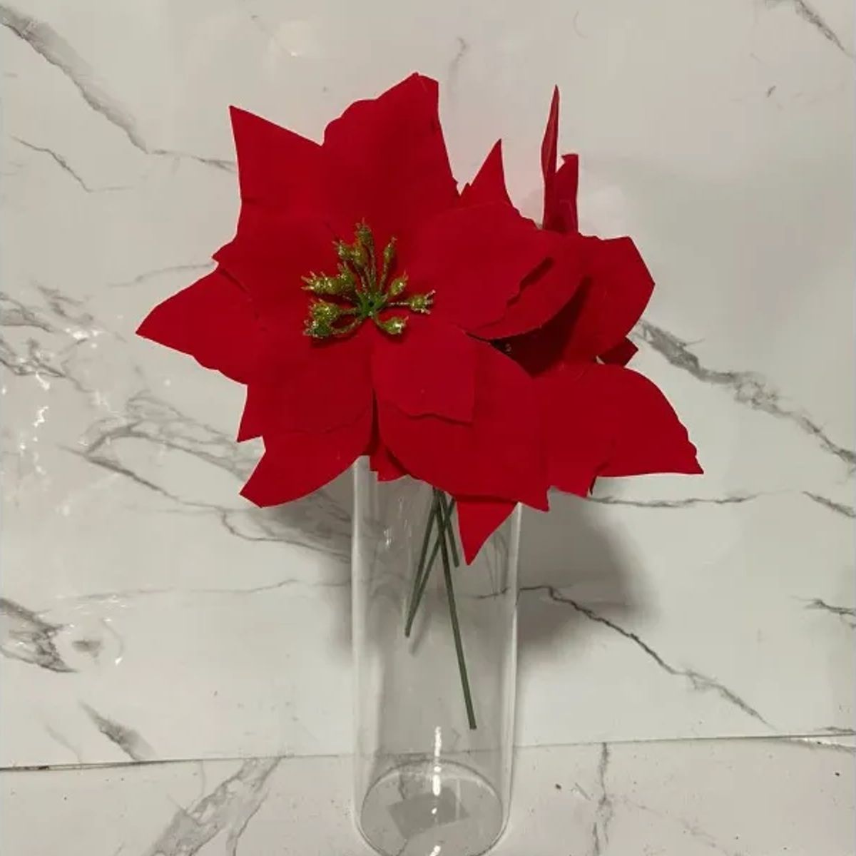 GENERICO - Pack 12 Flores Navideña Pequeña Adorno Navidad Decoración