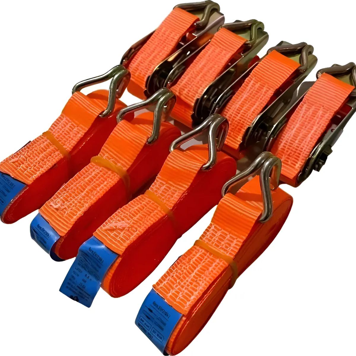 GENERICO - Pack X4 Eslinga 800 Kg Izaje Amarras Ratchet Trinquete 5 M Naranja