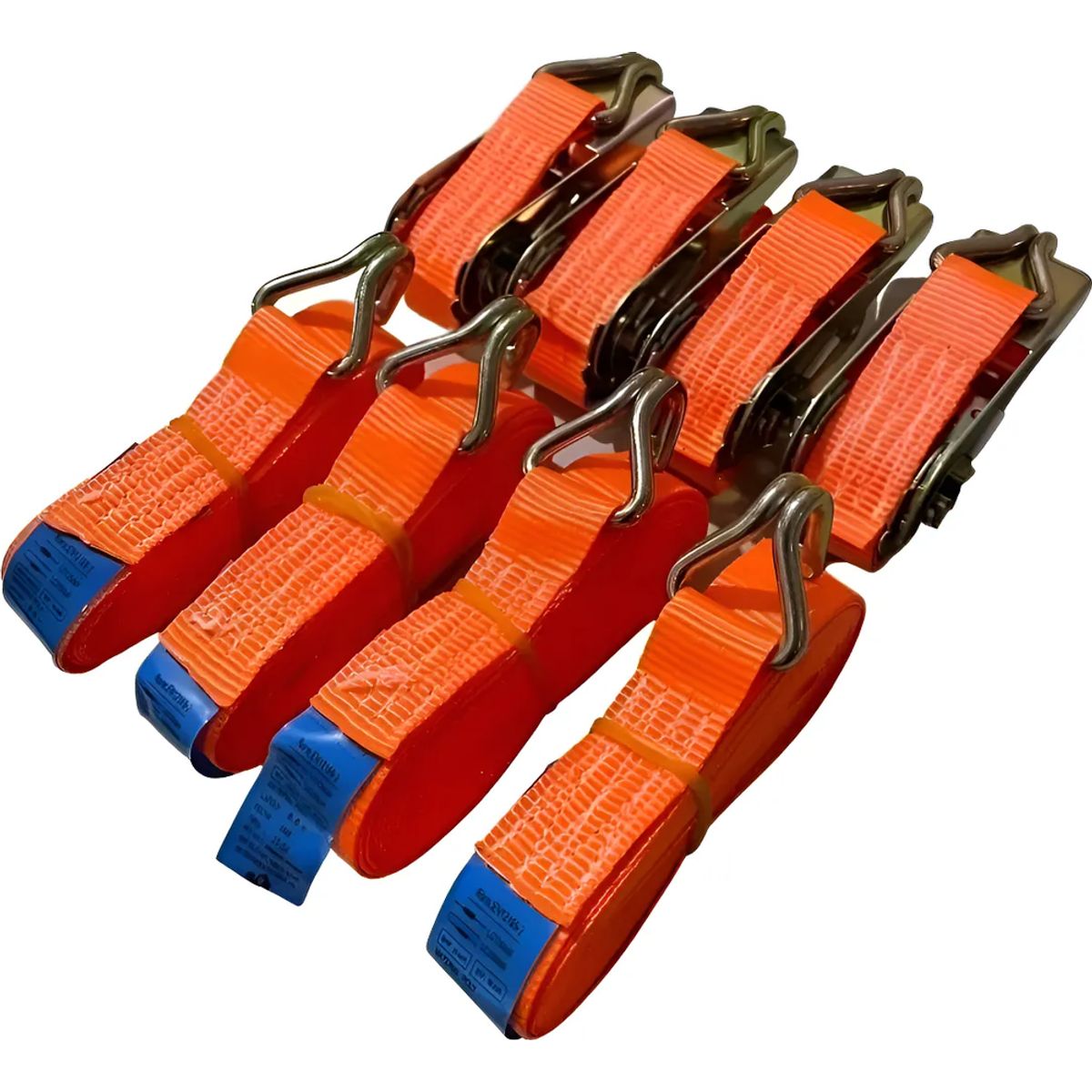 GENERICO - Pack X4 Eslinga 800 Kg Izaje Amarras Ratchet Trinquete 5 M Naranja