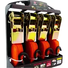 GENERICO - Set Juego 4pcs Eslinga Cinta De Amarre Con Ratchet 45 M