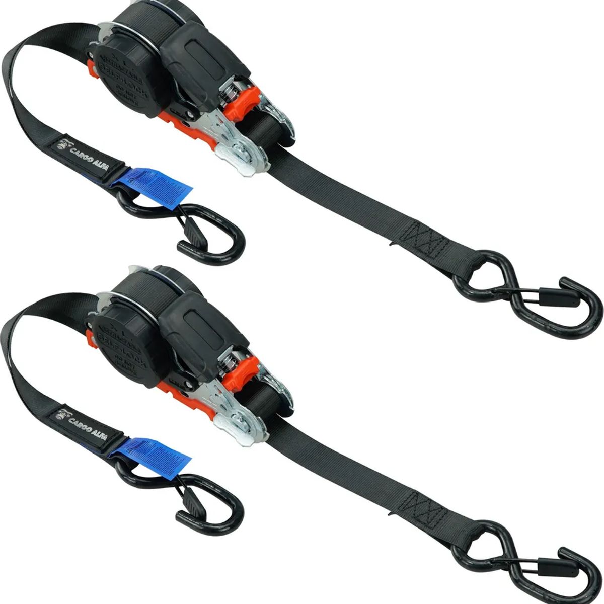 GENERICO - Pack X 2 Correaeslinga Amarre Retráctil 25cmx5m Cargo Alfa Negro