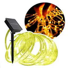 GENERICO - Luces Manguera Solar 10 Metros – Decorativa para Exterior e Interior Amarillo.