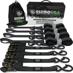 GENERICO - Pack X 4 Correas De Amarre 25 Cm X 457 Cm Rhino Usa Negro