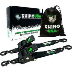 GENERICO - Pack X 2 Correas De Amarre Heavy Duty 5 Cm X 305 Cm Rhinousa Negro