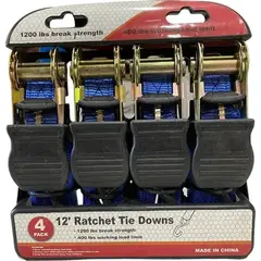 GENERICO - 4 Eslingas De Amarre Ratchet Reata 550kg 12 Pulgadas