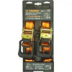 GENERICO - Juego 2 Eslinga Cinta Amarre Con Ratchet 1pulg X 15ft Makawa Único Color