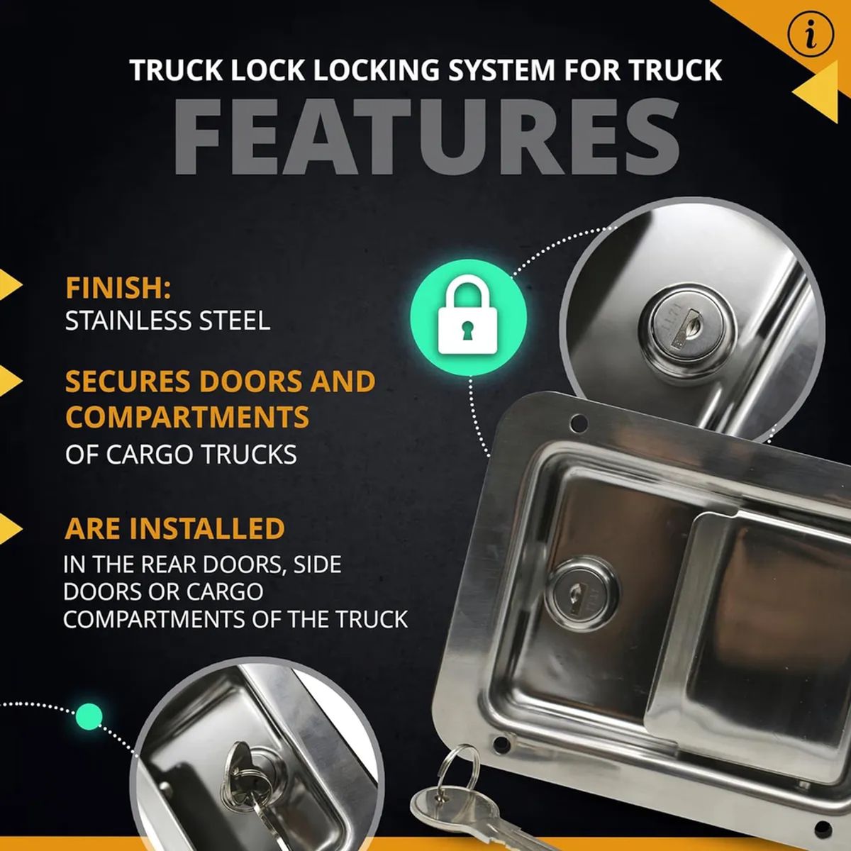 GENERICO - Chapa Con Llave Acero Inox Carropara Remolque Camión Cámper