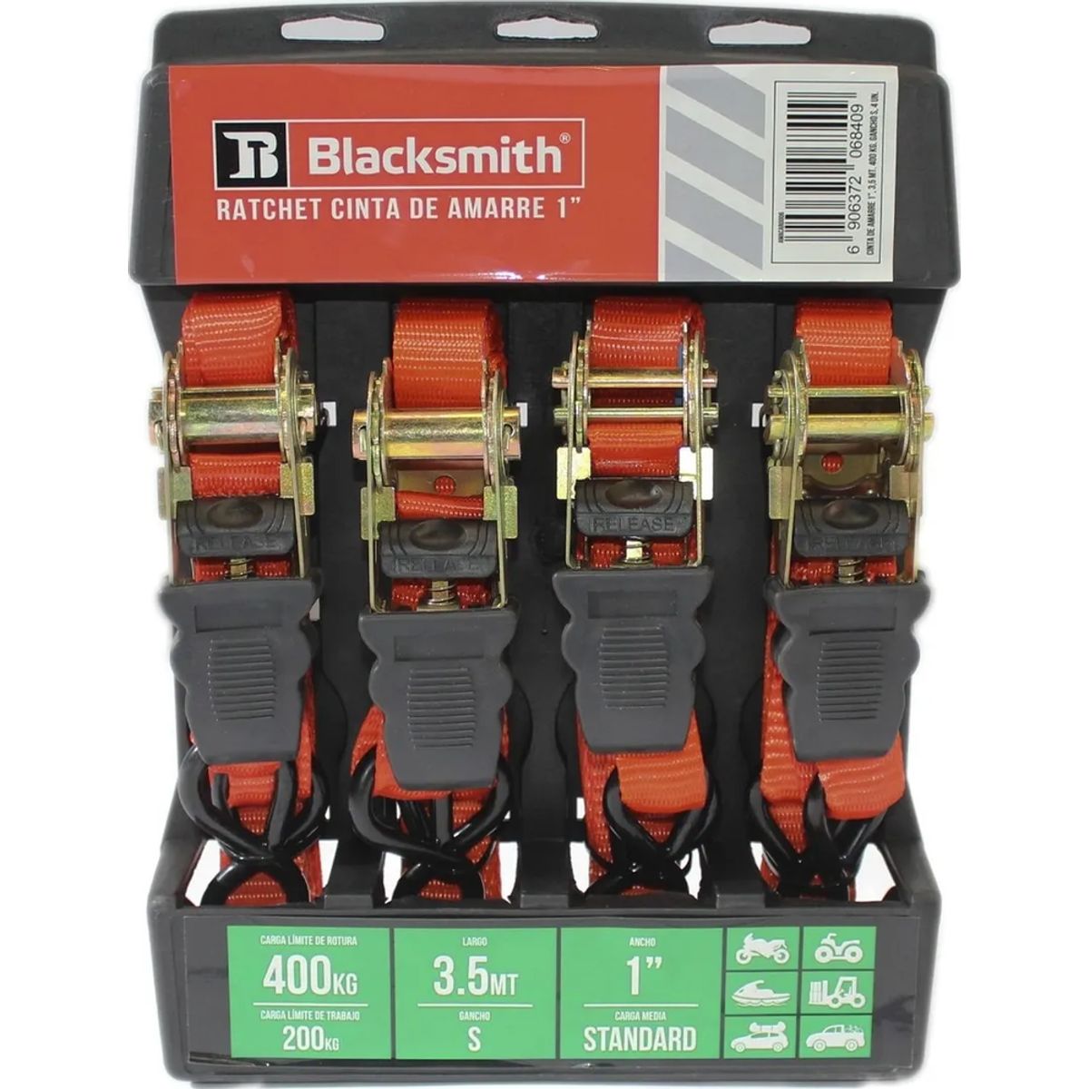 GENERICO - Lingas De Amarra Enganche Tensor 4pcs Auto Gancho Reforzado Naranja