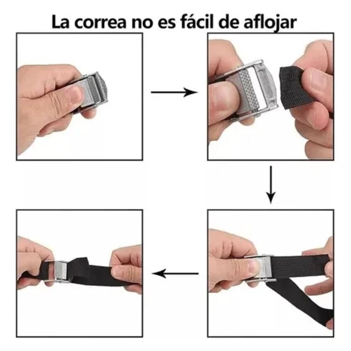 GENERICO - 10×cincho Correa Amarre Trinquete Hebilla Cinta Auto Moto 2m Negro