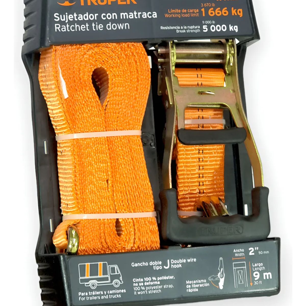 GENERICO - Eslinga De Amarre Para 5000 Kg Truper Naranja Variante