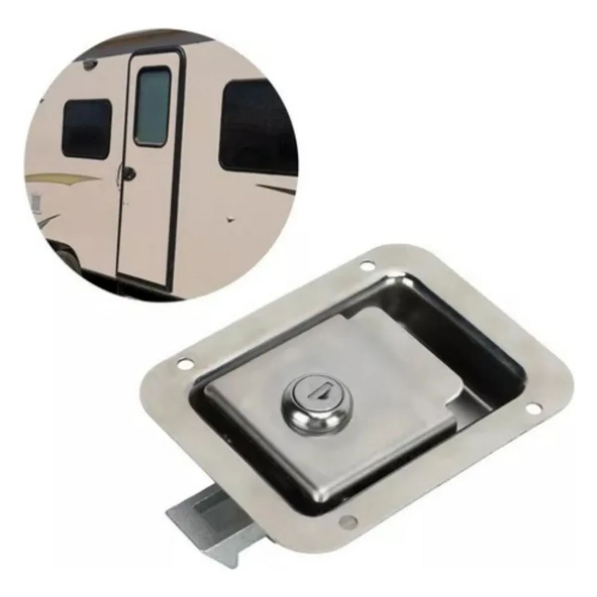 GENERICO - Chapa Con Llave Acero Inox Carro De Arrastre Casa Rodante Plateado