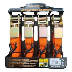 GENERICO - Set Juego Eslingas Cinta Correas De Amarre 4 Piezas Naranja