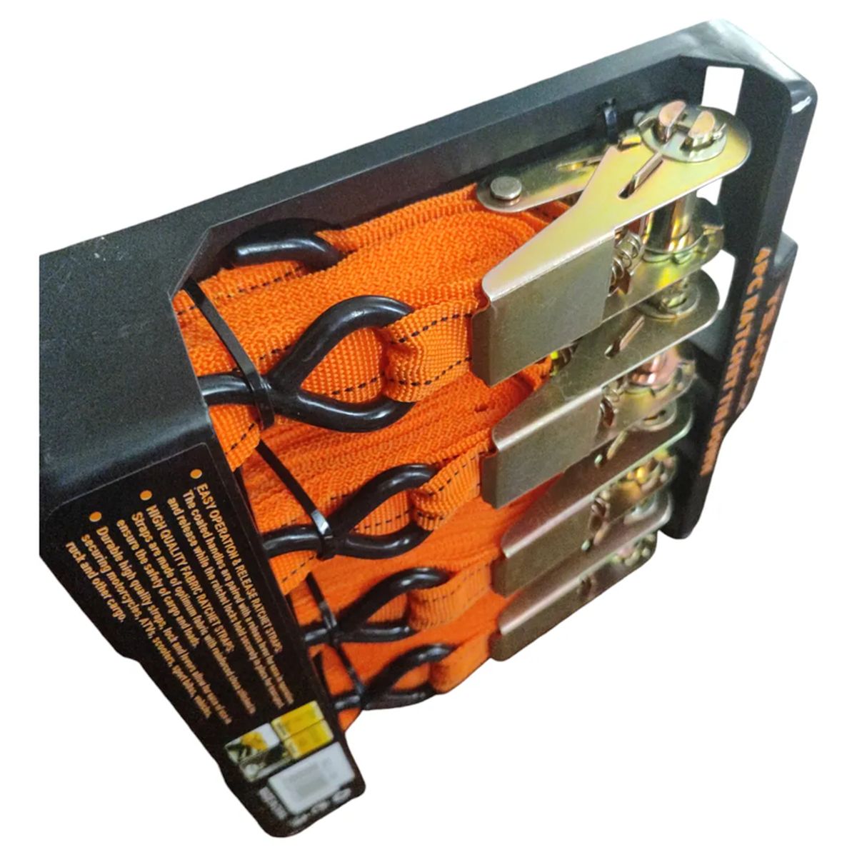 GENERICO - Set Juego Eslingas Cinta Correas De Amarre 4 Piezas Naranja