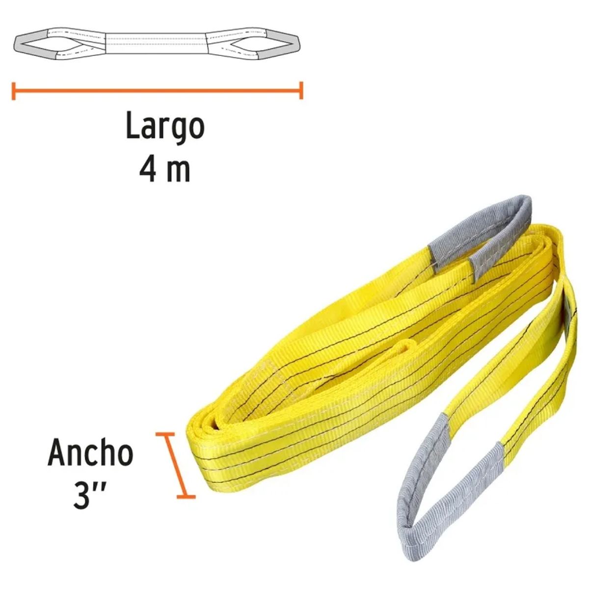 GENERICO - Eslinga Alta Resistencia 4mts De 3 Toneladas Truper Esli-304 Amarillo