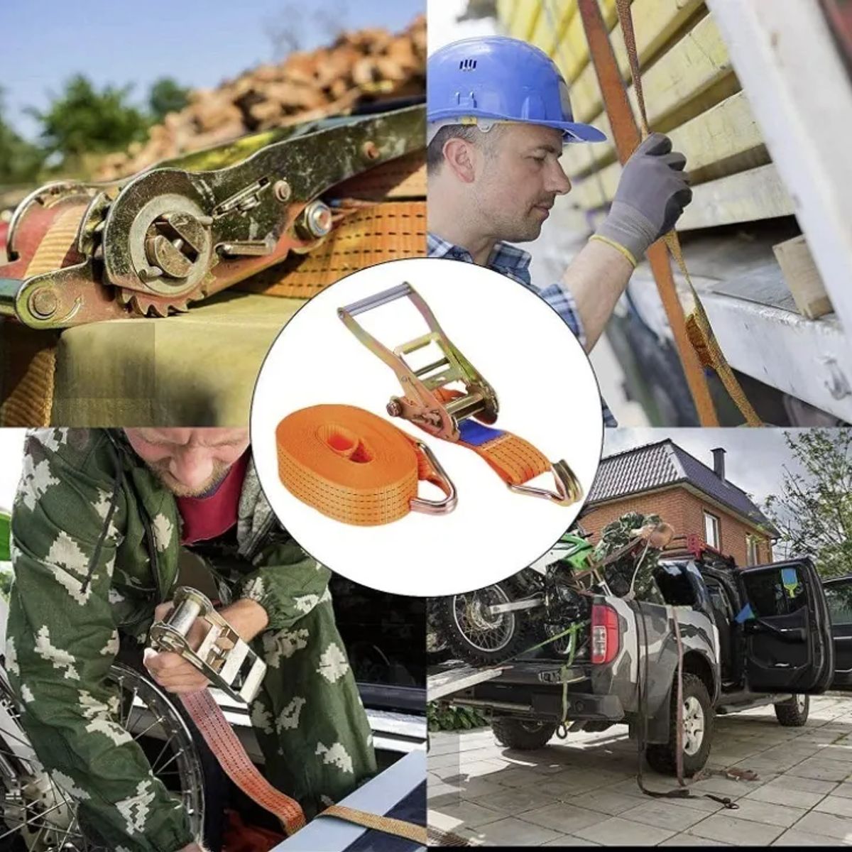 GENERICO - Eslinga De Amarre 5 Mts Límite De Carga 1100 Kg Con Ratche