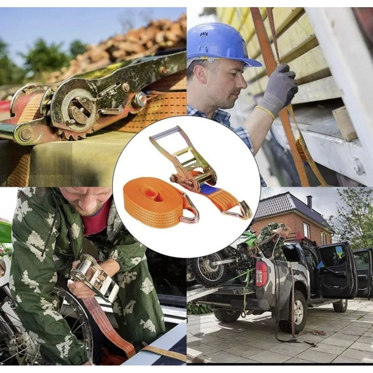 GENERICO - Eslinga De Amarre 5 Mts Límite De Carga 1100 Kg Con Ratche