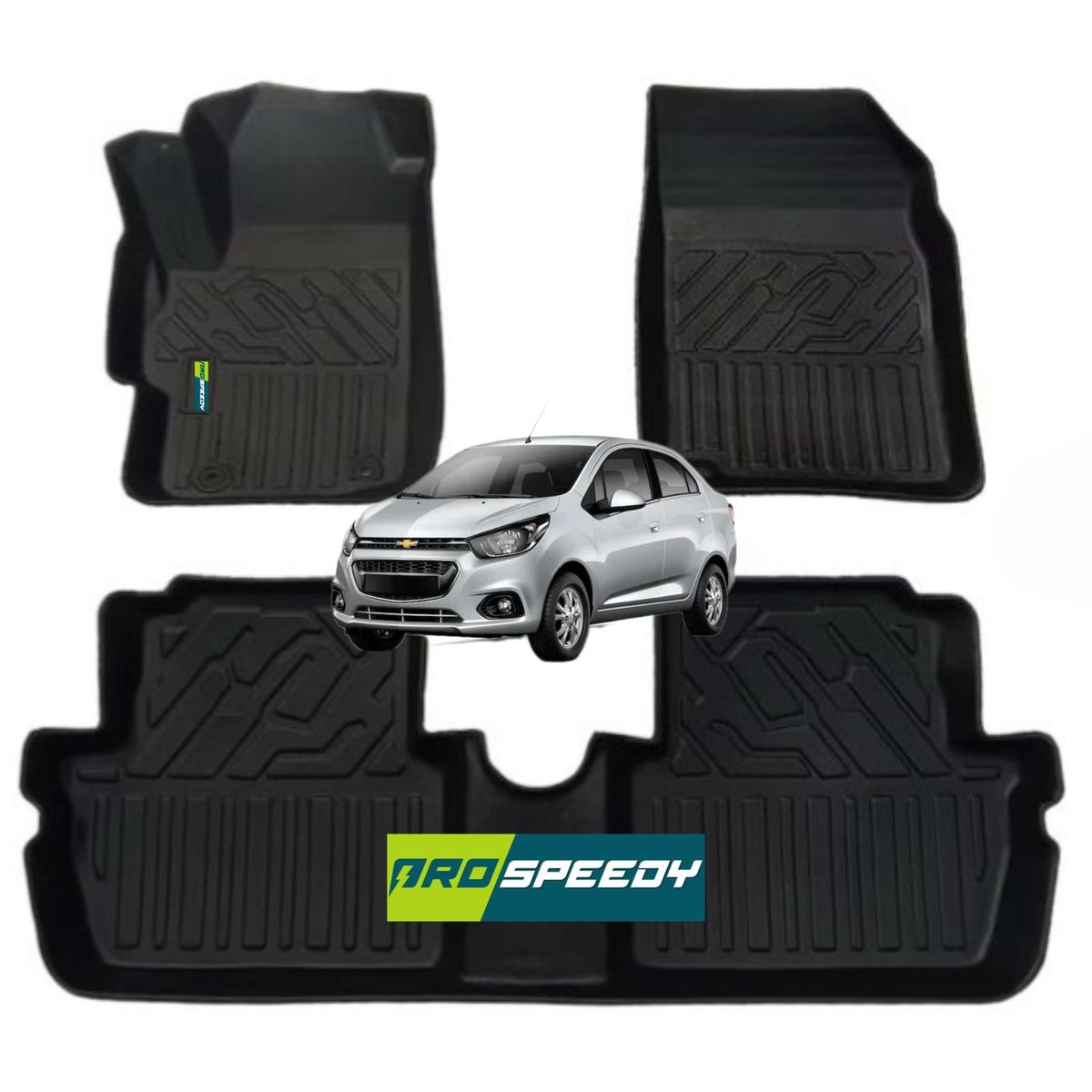 GENERICO - PISOS CALCE PERFECTO PROSPEEDY CHEVROLET SPARK SEDAN 2011+ 3PIEZAS