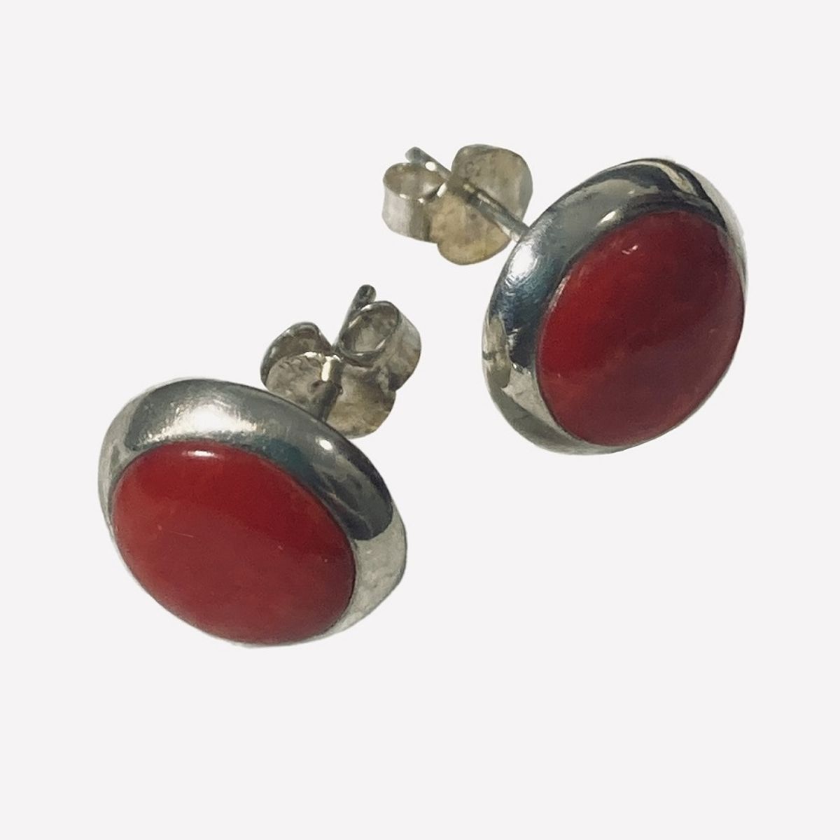 TAETHAI - Aros plata 925 al lóbulo, redondo coral