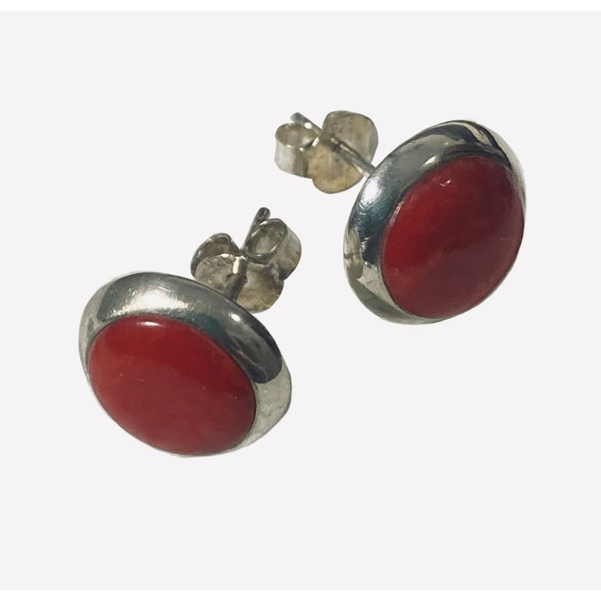 TAETHAI - Aros plata 925 al lóbulo, redondo coral