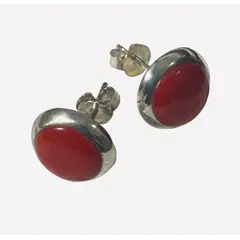 TAETHAI - Aros plata 925 al lóbulo, redondo coral