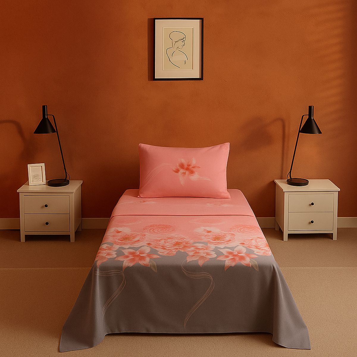 ARMONIA - Sábanas 1½ plazas 144 hilos diseño 763 clásicas para dormitorio 7EF