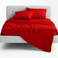 Sábana Plaza y Media Plazas 800 Hilos Liso Rojo v7